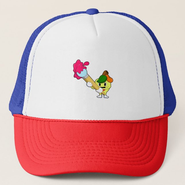 Apple as Painter with Paint brush Trucker Hat (Front)