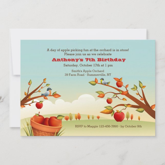 Apple Autumn Picking Invitation (Front)
