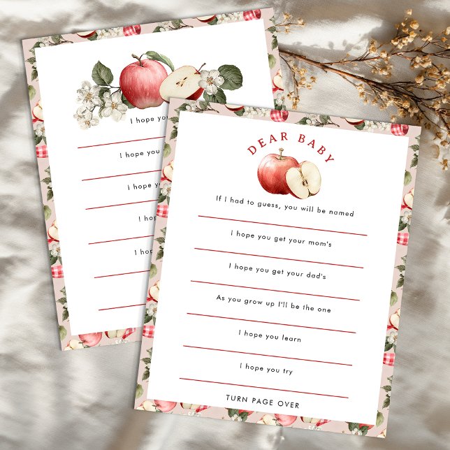 Apple Baby Shower Dear Baby Wishes & Advice Card (Fall Baby Shower Activity)