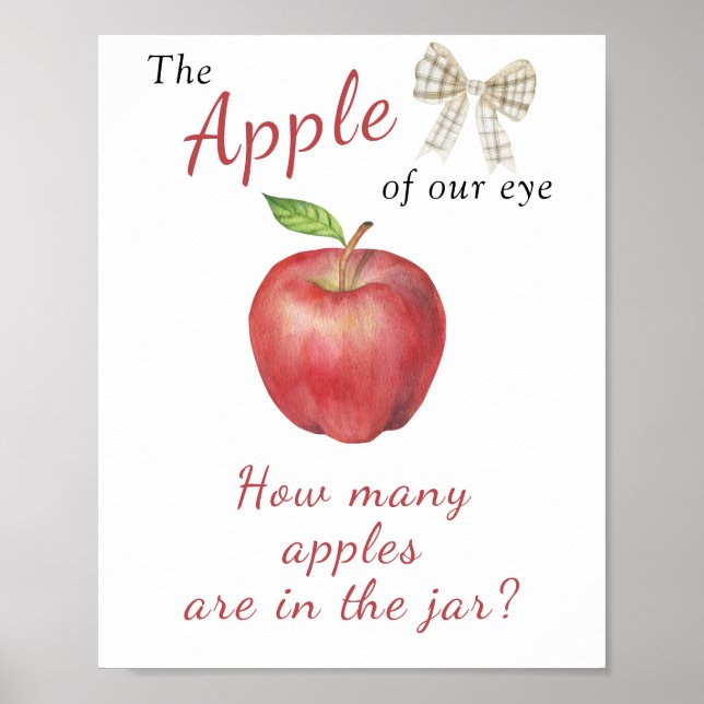 Apple baby shower - guess how many apples in jar poster (Front)