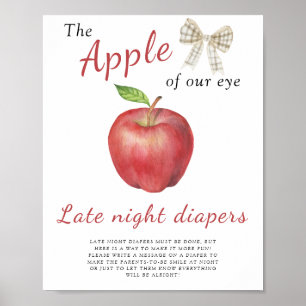 Apple baby shower - Late night diapers game Poster