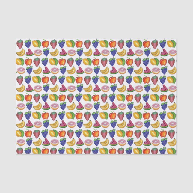 Apple Banana Lemon Lime Grapes Berry Fruit Salad Tissue Paper (Front)