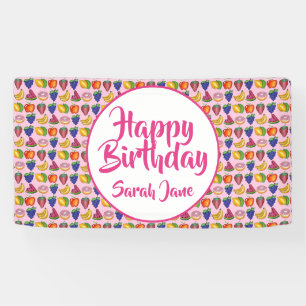 Apple Banana Lemon Lime Grapes Happy Birthday Banner
