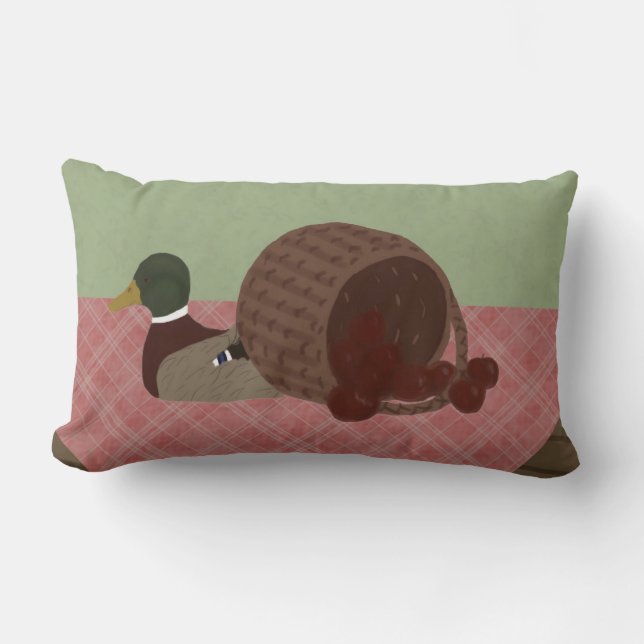 Apple Basket and Duck Decoy Throw Pillow (Front)