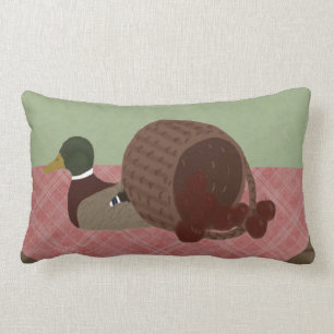 Apple Basket and Duck Decoy Throw Pillow