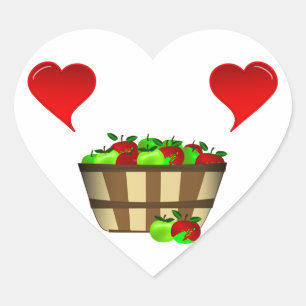 Apple Basket Love Heart Sticker