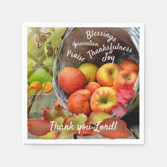 Apple Basket Praise and Thanksgiving Napkin (Front)
