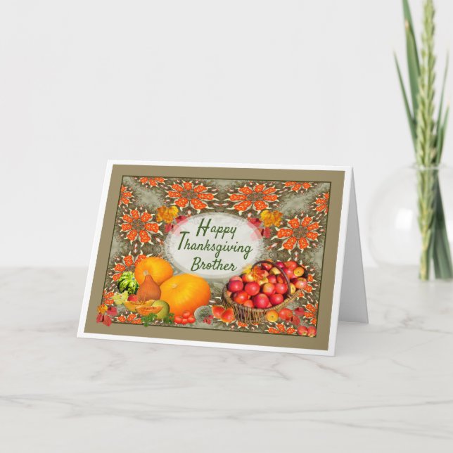 Apple Basket Thanksgiving Holiday Card (Front)