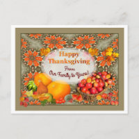 Apple Basket Thanksgiving Holiday Postcard