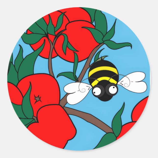 Apple Bee Round Sticker (Front)