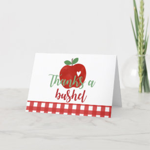 Apple Birthday Thanks a Bushel Thank You Card