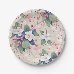 Apple Blossom (Albescent White) Paper Plate