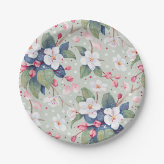 Apple Blossom (Aqua Haze) Paper Plate