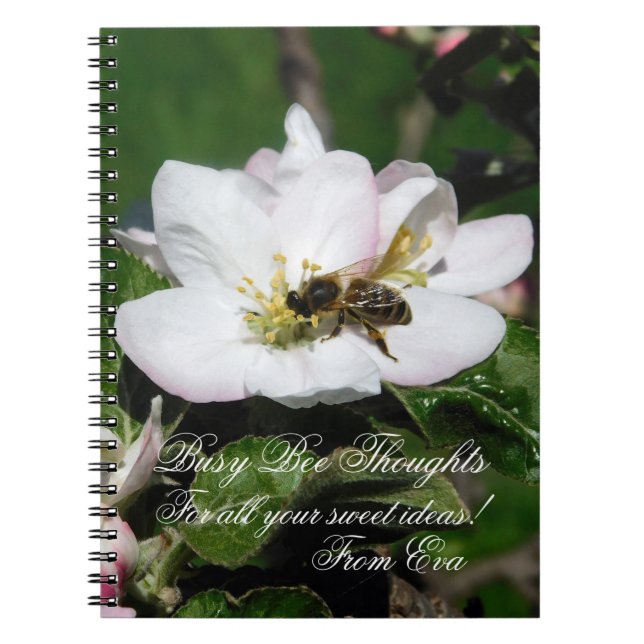 Apple Blossom & Bee Macro Photo | Personalised Nam Notebook (Front)