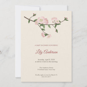 Apple Blossom Branch Baby Shower Invitation