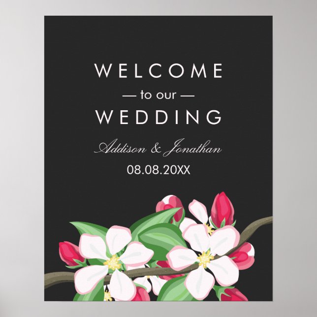 Apple Blossom Branch | Welcome to Our Wedding Poster (Front)