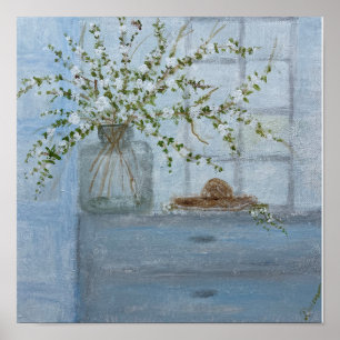 Apple Blossom Branches in Jar  Art Print