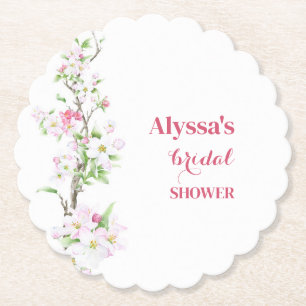Apple Blossom Bridal Shower Personalised Paper Coaster