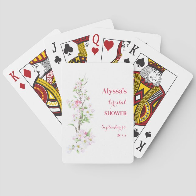 Apple Blossom Bridal Shower Personalised Playing Cards (Back)