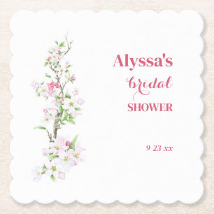 Apple Blossom Bridal Shower Personalised with Date Paper Coaster