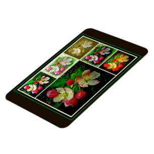 Apple Blossom Collage - Enhanced Digital Photo Magnet