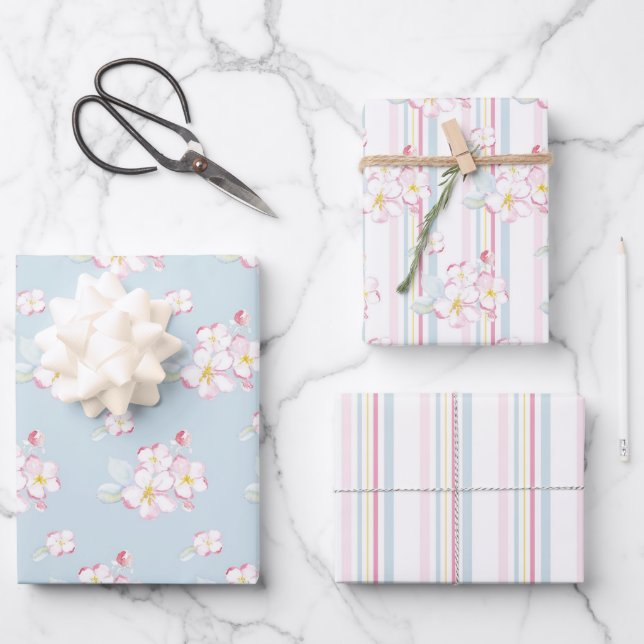 Apple Blossom Collection Wrapping Paper Sheet (Front)