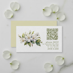 Apple Blossom flower RSVP QR Code Enclosure Card