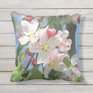 Apple Blossom Flowers Outdoor Throw Pillow