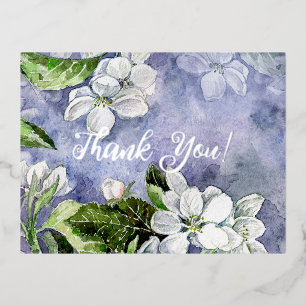 Apple blossom foil holiday postcard