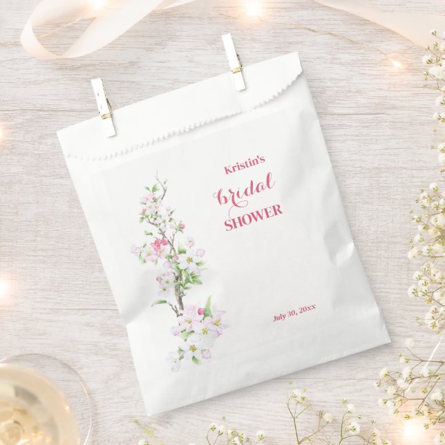 Apple Blossom Fully Customisable Bridal Shower  Favour Bag (Clipped)