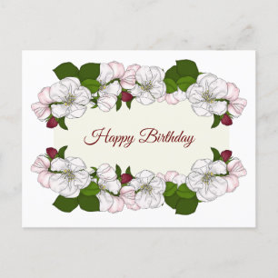 Apple Blossom Happy Birthday Holiday Postcard