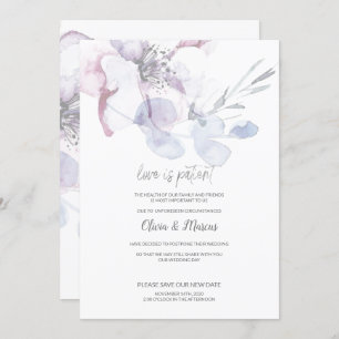 Apple BLossom Love is Patient Wedding Postponement Invitation