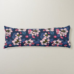 Apple blossom on a dark blue body cushion