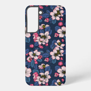 Apple blossom on a dark blue samsung galaxy case