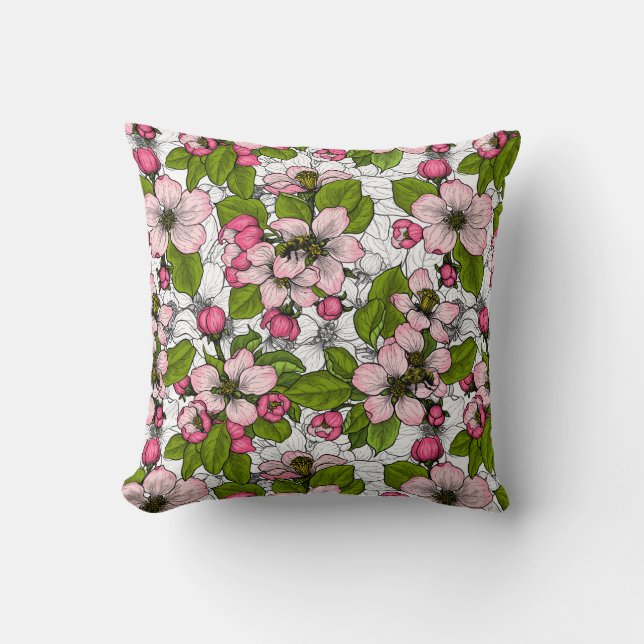 Apple blossom on white cushion (Front)