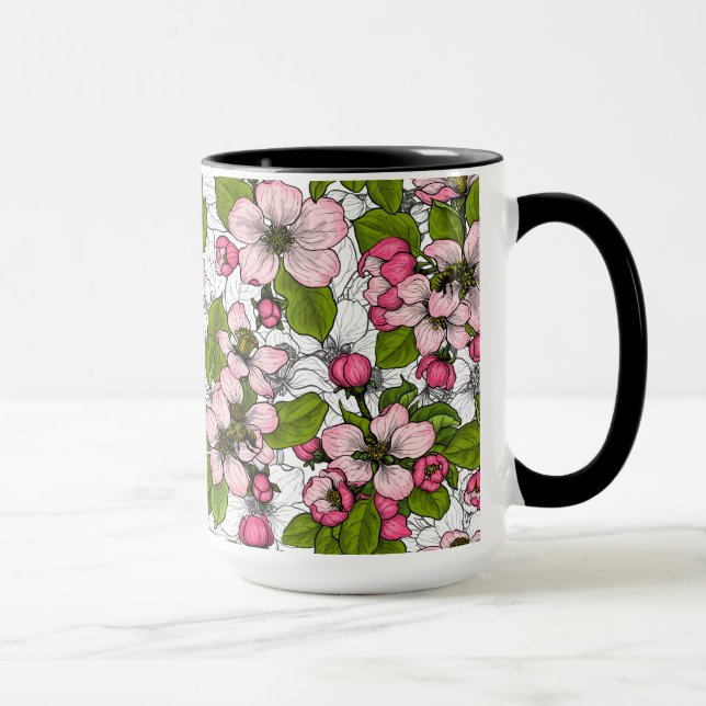 Apple blossom on white mug (Right)