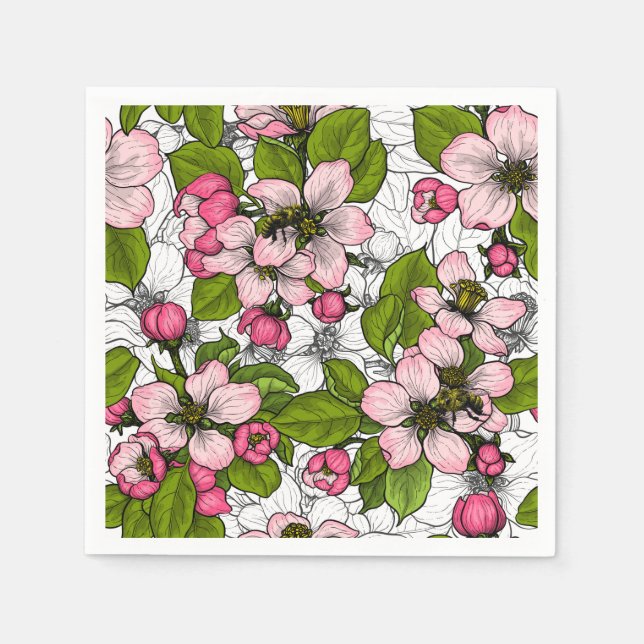 Apple blossom on white napkin (Front)
