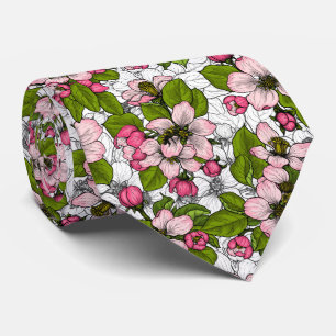 Apple blossom on white tie