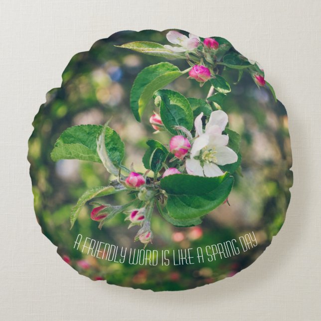 Apple blossom round cushion (Front)