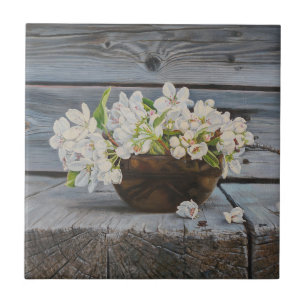 Apple Blossom Still Life – Original Fine Art Print Ceramic Tile