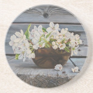 Apple Blossom Still Life – Original Fine Art Print Coaster
