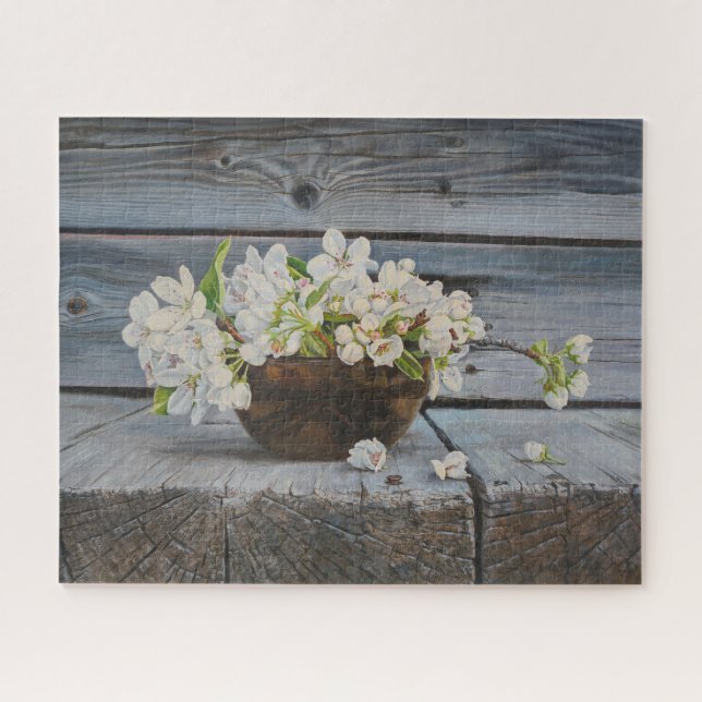 Apple Blossom Still Life – Original Fine Art Print Jigsaw Puzzle (Horizontal)