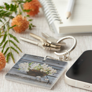 Apple Blossom Still Life – Original Fine Art Print Key Ring