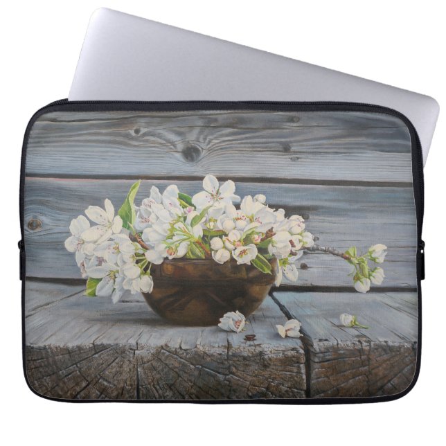 Apple Blossom Still Life – Original Fine Art Print Laptop Sleeve (Front)