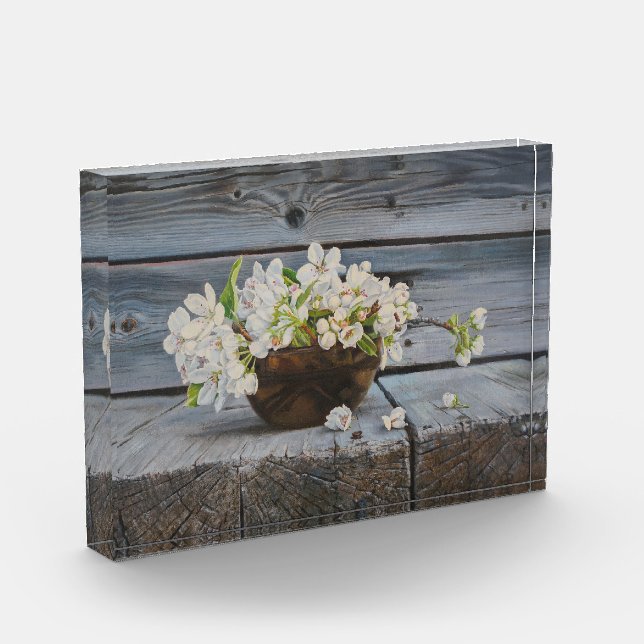 Apple Blossom Still Life – Original Fine Art Print Photo Block (Left)