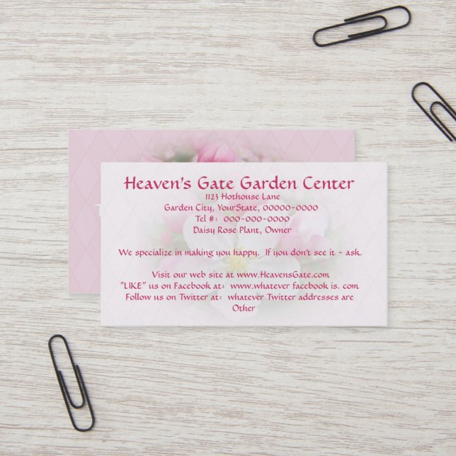 Apple Blossom Time Business Cards (Front/Back In Situ)