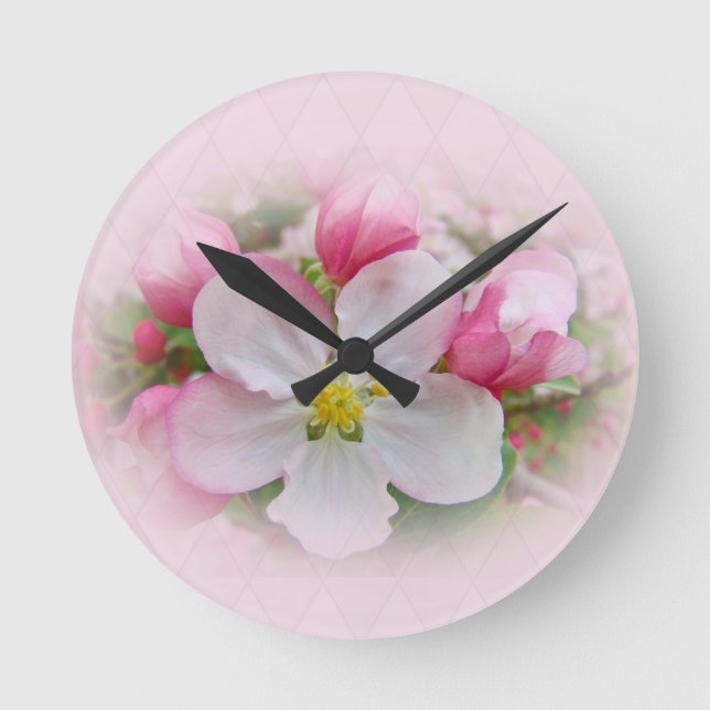 Apple Blossom Time Round Clock (Front)