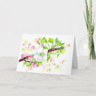 Apple Blossom Watercolor Flower Greeting Card