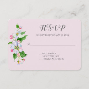 apple blossom wedding RSVP on pink Enclosure Card