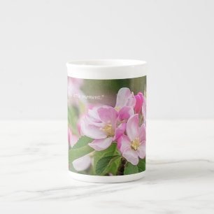 Apple Blossom with Shakespeare Quotation Bone China Mug